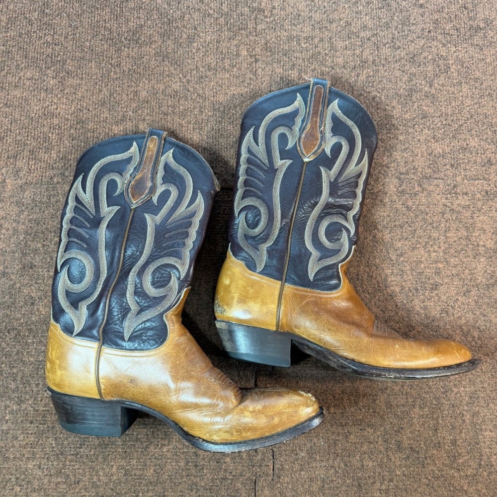 Tony Lama Mens Brown Tan Leather Western Cowboy Boots Style 3132 Size 10 D A+